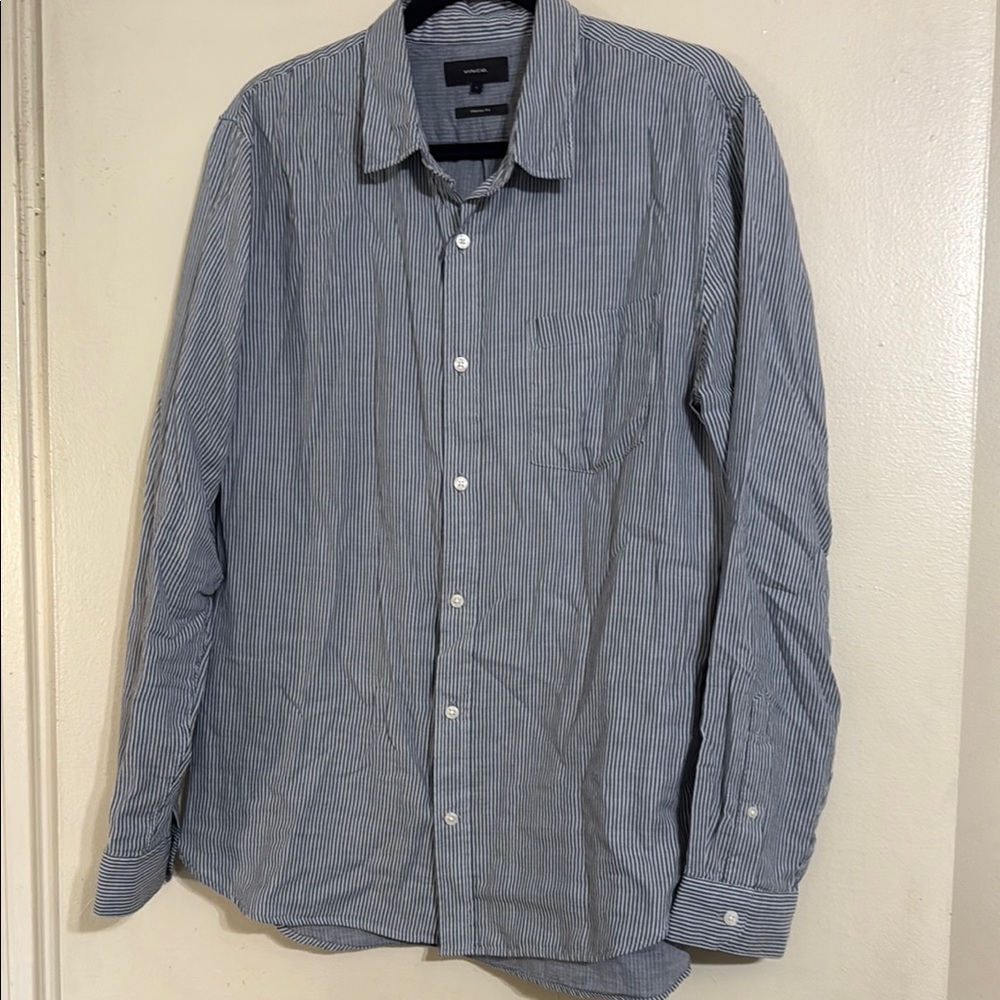 Vince striped cotton blend shirt